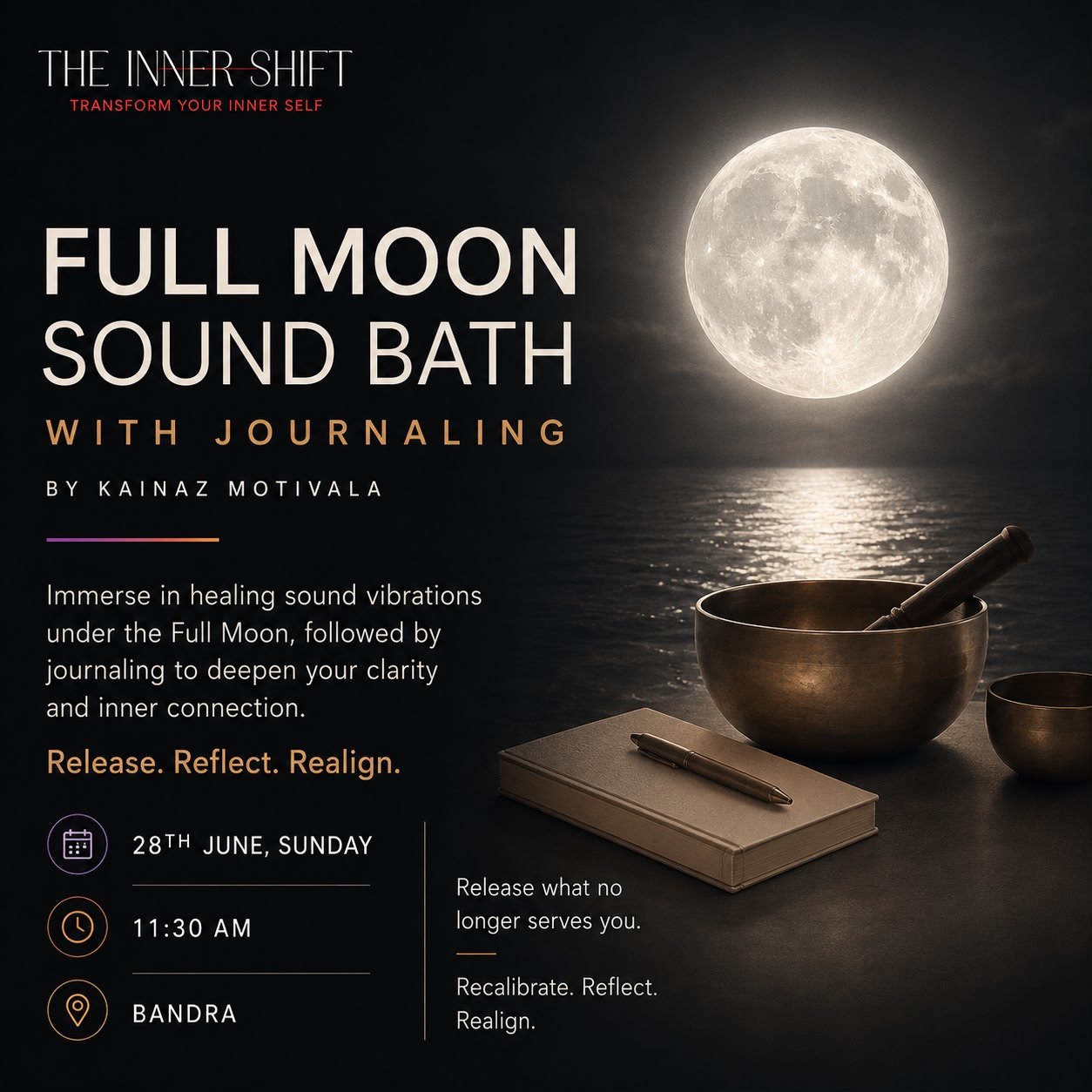 Offline Full Moon Sound Bath with Journaling In Bandra by Kainaz Motivala (28th June 11.30 AM)