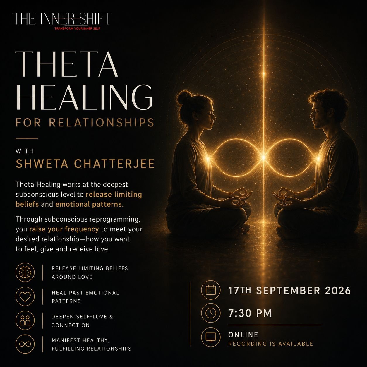 Theta Healing for Relationships with Shweta Chatterjee (17th September, 7:30 PM)