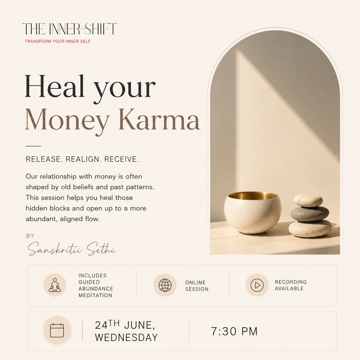 Heal Your Money Karma with Sanskritii Sethi (24th June, 7:30 PM)